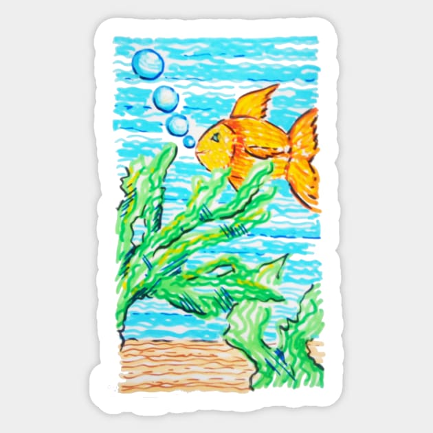 fishbowl, little fish Sticker by Marisa-ArtShop